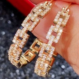 Chain Link Gold 1” Hoop Earrings - New